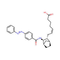 O=C(O)CCC/C=C\C[C@@H]1[C@H]2CC[C@H](C2)[C@H]1NC(=O)c1ccc(/N=N/c2ccccc2)cc1 ZINC000013766007