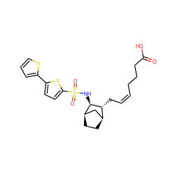 O=C(O)CCC/C=C\C[C@@H]1[C@H]2CC[C@H](C2)[C@H]1NS(=O)(=O)c1ccc(-c2cccs2)s1 ZINC000013521215