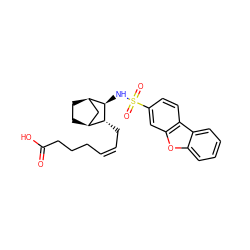 O=C(O)CCC/C=C\C[C@@H]1[C@H]2CC[C@H](C2)[C@H]1NS(=O)(=O)c1ccc2c(c1)oc1ccccc12 ZINC000013521284