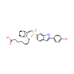 O=C(O)CCC/C=C\C[C@@H]1[C@H]2CC[C@H](C2)[C@H]1NS(=O)(=O)c1ccc2cc(-c3ccc(O)cc3)[nH]c2c1 ZINC000013521303