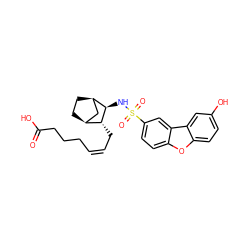 O=C(O)CCC/C=C\C[C@@H]1[C@H]2CC[C@H](C2)[C@H]1NS(=O)(=O)c1ccc2oc3ccc(O)cc3c2c1 ZINC000013521321
