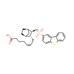 O=C(O)CCC/C=C\C[C@@H]1[C@H]2CC[C@H](C2)[C@H]1NS(=O)(=O)c1ccc2sc3ccccc3c2c1 ZINC000013521292