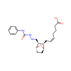 O=C(O)CCC/C=C\C[C@H]1[C@H]2CC[C@@H](O2)[C@H]1CNNC(=O)Nc1ccccc1 ZINC000100799721