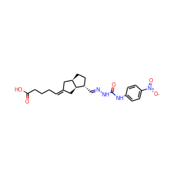 O=C(O)CCC/C=C1/C[C@@H]2[C@@H](/C=N/NC(=O)Nc3ccc([N+](=O)[O-])cc3)CC[C@@H]2C1 ZINC000026159065