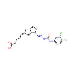 O=C(O)CCC/C=C1\C[C@@H]2[C@@H](/C=N/NC(=O)Nc3ccc(Cl)c(Cl)c3)CC[C@@H]2C1 ZINC000026164689