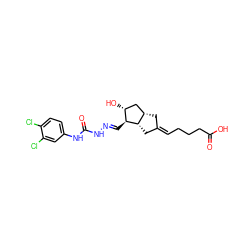 O=C(O)CCC/C=C1\C[C@H]2C[C@@H](O)[C@H](/C=N/NC(=O)Nc3ccc(Cl)c(Cl)c3)[C@H]2C1 ZINC000026173642