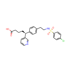 O=C(O)CCC[C@@H](c1ccc(CCNS(=O)(=O)c2ccc(Cl)cc2)cc1)c1cccnc1 ZINC000013733223