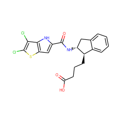 O=C(O)CCC[C@@H]1c2ccccc2C[C@H]1NC(=O)c1cc2sc(Cl)c(Cl)c2[nH]1 ZINC000049792853