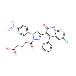 O=C(O)CCCC(=O)N1N=C(c2c(-c3ccccc3)c3cc(Cl)ccc3[nH]c2=O)C[C@H]1c1ccc([N+](=O)[O-])cc1 ZINC000096283784