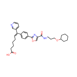 O=C(O)CCCC/C=C(\c1ccc(-c2nc(C(=O)NCCCOC3CCCCC3)co2)cc1)c1cccnc1 ZINC000013782523