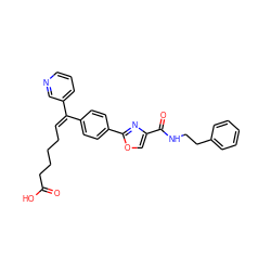 O=C(O)CCCC/C=C(\c1ccc(-c2nc(C(=O)NCCc3ccccc3)co2)cc1)c1cccnc1 ZINC000013782517