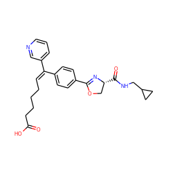 O=C(O)CCCC/C=C(\c1ccc(C2=N[C@H](C(=O)NCC3CC3)CO2)cc1)c1cccnc1 ZINC000029567513