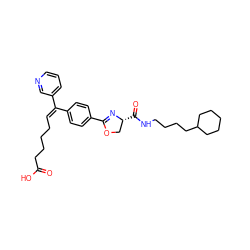 O=C(O)CCCC/C=C(\c1ccc(C2=N[C@H](C(=O)NCCCCC3CCCCC3)CO2)cc1)c1cccnc1 ZINC000029566310