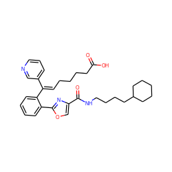 O=C(O)CCCC/C=C(\c1cccnc1)c1ccccc1-c1nc(C(=O)NCCCCC2CCCCC2)co1 ZINC000029561856