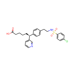 O=C(O)CCCC[C@@H](c1ccc(CCNS(=O)(=O)c2ccc(Cl)cc2)cc1)c1cccnc1 ZINC000013733229