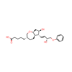 O=C(O)CCCC[C@H]1CC[C@H]2[C@H](C[C@@H](O)[C@@H]2/C=C/[C@@H](O)COc2ccccc2)OC1 ZINC000166224472