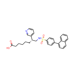 O=C(O)CCCCC[C@@H](CNS(=O)(=O)c1ccc(-c2cccc3ccccc23)cc1)c1cccnc1 ZINC000027438292