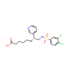 O=C(O)CCCCC[C@@H](CNS(=O)(=O)c1ccc(Cl)c(Cl)c1)c1cccnc1 ZINC000013730221