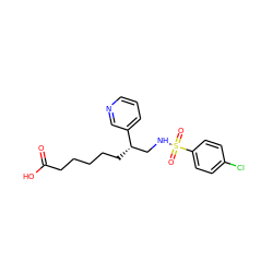 O=C(O)CCCCC[C@@H](CNS(=O)(=O)c1ccc(Cl)cc1)c1cccnc1 ZINC000013730215