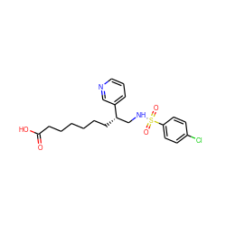 O=C(O)CCCCCC[C@@H](CNS(=O)(=O)c1ccc(Cl)cc1)c1cccnc1 ZINC000013730279