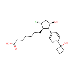 O=C(O)CCCCCC[C@@H]1[C@@H](c2ccc(C3(O)CCC3)cc2)[C@H](O)C[C@H]1Cl ZINC000137013136