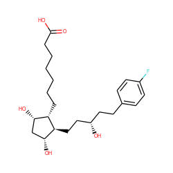 O=C(O)CCCCCC[C@H]1[C@@H](O)C[C@@H](O)[C@@H]1CC[C@@H](O)CCc1ccc(F)cc1 ZINC000029317761
