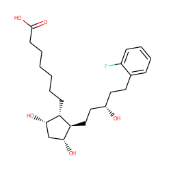 O=C(O)CCCCCC[C@H]1[C@@H](O)C[C@@H](O)[C@@H]1CC[C@@H](O)CCc1ccccc1F ZINC000003940802