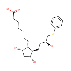 O=C(O)CCCCCC[C@H]1[C@@H](O)C[C@@H](O)[C@@H]1CC[C@H](O)CSc1ccccc1 ZINC000013805699