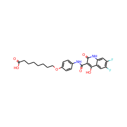 O=C(O)CCCCCCCOc1ccc(NC(=O)c2c(O)c3cc(F)c(F)cc3[nH]c2=O)cc1 ZINC000013440361