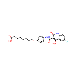 O=C(O)CCCCCCCOc1ccc(NC(=O)c2c(O)c3cc(F)ccc3[nH]c2=O)cc1 ZINC000013440354