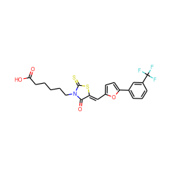 O=C(O)CCCCCN1C(=O)/C(=C/c2ccc(-c3cccc(C(F)(F)F)c3)o2)SC1=S ZINC000008763589