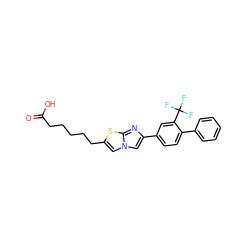 O=C(O)CCCCCc1cn2cc(-c3ccc(-c4ccccc4)c(C(F)(F)F)c3)nc2s1 ZINC000084652327