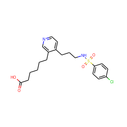 O=C(O)CCCCCc1cnccc1CCCNS(=O)(=O)c1ccc(Cl)cc1 ZINC000029392787