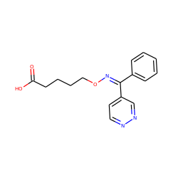 O=C(O)CCCCO/N=C(/c1ccccc1)c1ccnnc1 ZINC000013759458