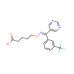 O=C(O)CCCCO/N=C(/c1cncnc1)c1cccc(C(F)(F)F)c1 ZINC000013759495