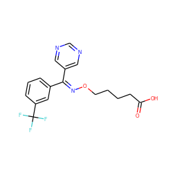 O=C(O)CCCCO/N=C(\c1cncnc1)c1cccc(C(F)(F)F)c1 ZINC000013759496