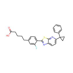 O=C(O)CCCCc1ccc(-c2nc3ccc(C4(c5ccccc5)CC4)nc3s2)c(F)c1 ZINC000073199717