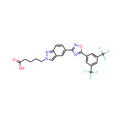 O=C(O)CCCCn1cc2cc(-c3noc(-c4cc(C(F)(F)F)cc(C(F)(F)F)c4)n3)ccc2n1 ZINC000073156782