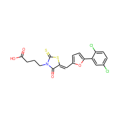 O=C(O)CCCN1C(=O)/C(=C/c2ccc(-c3cc(Cl)ccc3Cl)o2)SC1=S ZINC000002700768