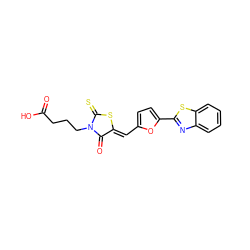 O=C(O)CCCN1C(=O)/C(=C/c2ccc(-c3nc4ccccc4s3)o2)SC1=S ZINC000002415874