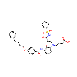 O=C(O)CCCN1C[C@@H](C(=O)NS(=O)(=O)c2ccccc2)Oc2c(NC(=O)c3ccc(OCCCCc4ccccc4)cc3)cccc21 ZINC000197369235