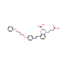 O=C(O)CCCN1C[C@@H](C(=O)O)Oc2c(/C=C/c3ccc(OCCCCOc4ccccc4)cc3)cccc21 ZINC000141315101