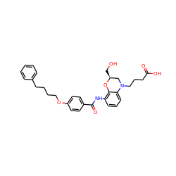 O=C(O)CCCN1C[C@H](CO)Oc2c(NC(=O)c3ccc(OCCCCc4ccccc4)cc3)cccc21 ZINC000299865399