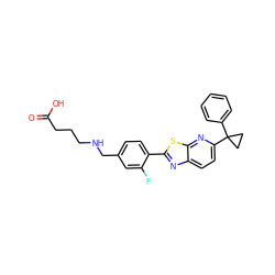 O=C(O)CCCNCc1ccc(-c2nc3ccc(C4(c5ccccc5)CC4)nc3s2)c(F)c1 ZINC000082154197