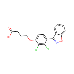 O=C(O)CCCOc1ccc(-c2noc3ccccc23)c(Cl)c1Cl ZINC001772584994