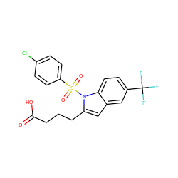 O=C(O)CCCc1cc2cc(C(F)(F)F)ccc2n1S(=O)(=O)c1ccc(Cl)cc1 ZINC001772613563