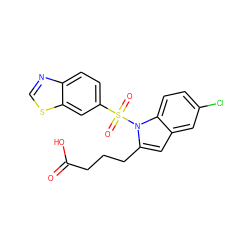 O=C(O)CCCc1cc2cc(Cl)ccc2n1S(=O)(=O)c1ccc2ncsc2c1 ZINC000139687570