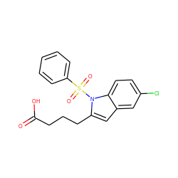 O=C(O)CCCc1cc2cc(Cl)ccc2n1S(=O)(=O)c1ccccc1 ZINC000139533512