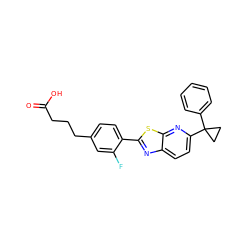 O=C(O)CCCc1ccc(-c2nc3ccc(C4(c5ccccc5)CC4)nc3s2)c(F)c1 ZINC000082156123