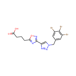 O=C(O)CCCc1nc(-c2cn(Cc3cc(Br)c(Br)c(Br)c3)nn2)no1 ZINC000073157424